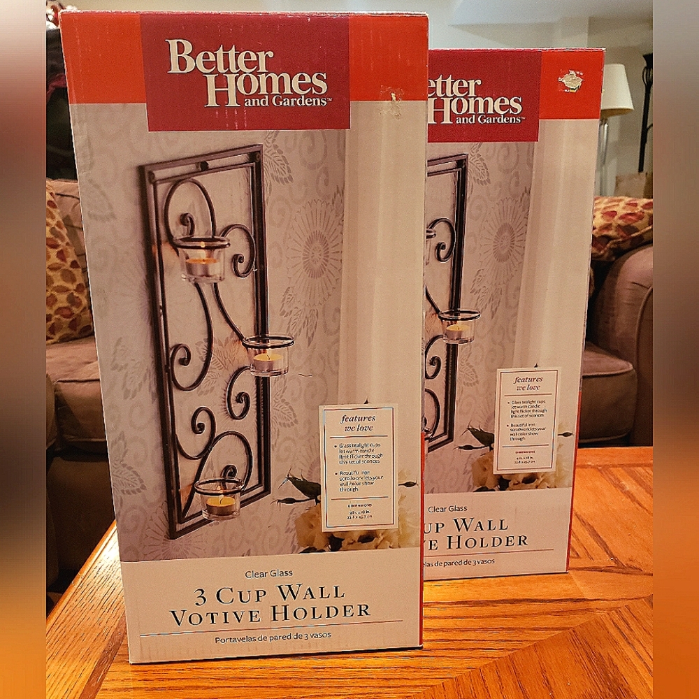 Better Homes & Gardens 3 Glass Votive Holder Wall Sconce (Set of Two)